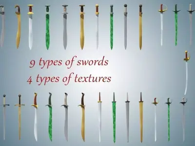 Lowpoly Sword Pack Low-poly 3D model