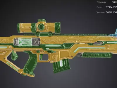 Green and Yellow Gun 3D model