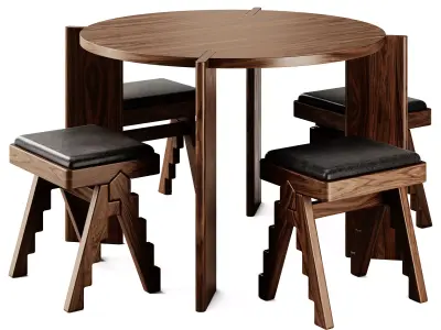 Phantom Hands Circle Dining Table and Stool 3D model