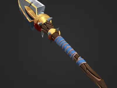 Stylized hand-painted spear Low-poly 3D model