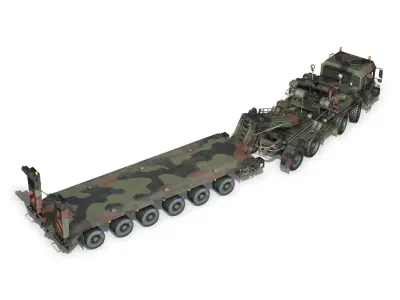 Faun STL-56 - Heavy Duty Tractor with 52 ton Semi-Trailer 3D model