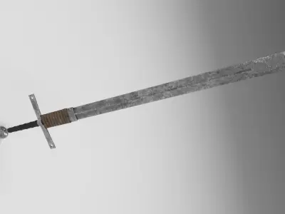 Medieval two-handed sword Low-poly 3D model