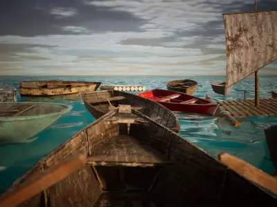 Boats Package 12 Assets Low-poly 3D model