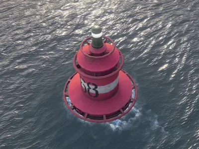 Buoy River RB-4-02 Right Turn Mark Low-poly 3D model