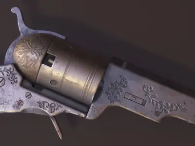 Colt Revolver PBR Game-Ready Low-poly 3D model