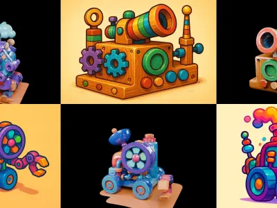 Wood Toy bundle 17 pack 100 glb Low-poly 3D model