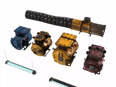 Mine Props Industrial Low-poly 3D model