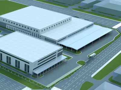 Industrial buildings factories industrial parks 3D model purchase