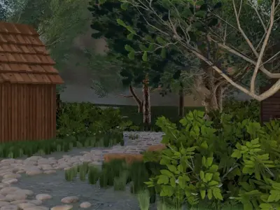 Forest Village By The Water 3D model