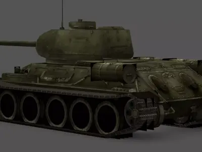T-34-85 Tank 3D Model Low-poly 3D model