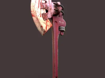 Rusty survivalist axe Low-poly 3D model