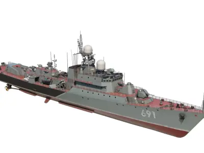 Russian Navy Project 11661K Gepard class Frigate Project 11660 Low-poly 3D model
