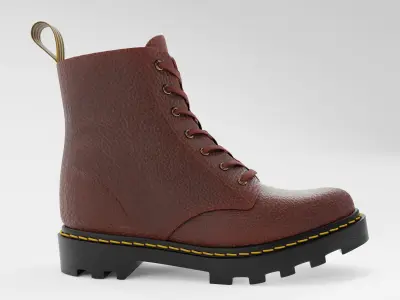 Leather Boot Combat - Military Tactical Brown Red Low-poly 3D model