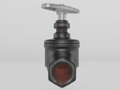 Cast iron valve Low-poly 3D model