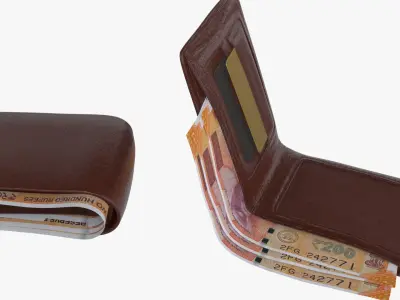 India 200 Rupee Wallet Money Purse 3D model