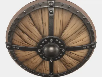 Wooden viking shield Free 3D model
