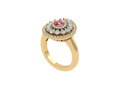 Pear Art Deco Ring 3D print model 10