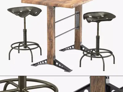 Horeca bar table stool 3D model