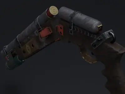  Game ready post apocalypse shotgun Low-poly 3D model