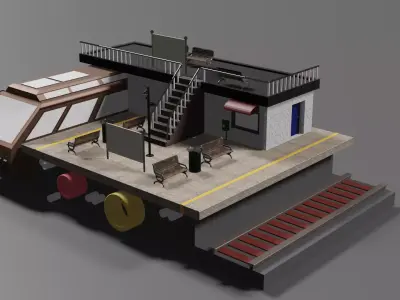 Train station 3D model 5