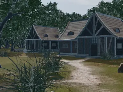 Tribal Village In Nature 3D model