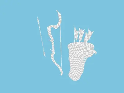 Archer Bow 08 Snow Hunter - Quiver Fantasy Weaponry Low-poly 3D model