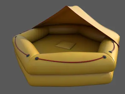 Inflatable rescue emergency raft Low-poly 3D model