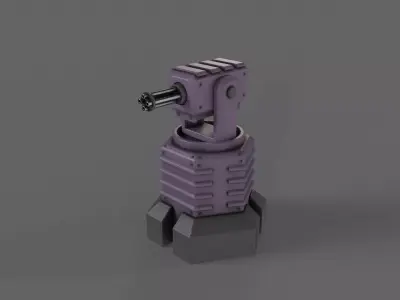 PBR Turret Gun 03 Purple Low-poly 3D model