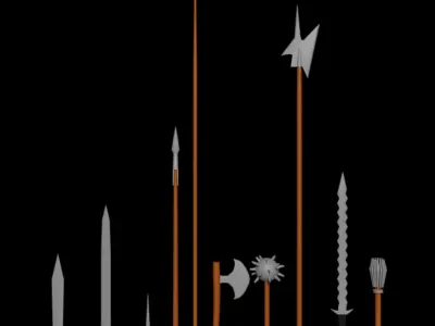 Medieval weapons pack low poly Low-poly 3D model