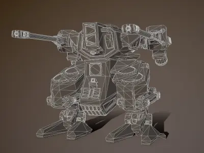 Battle Mech Rigged PBR Game Ready Free low-poly 3D model