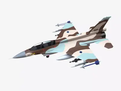 General Dynamics F-16D Brakeet Free low-poly 3D model