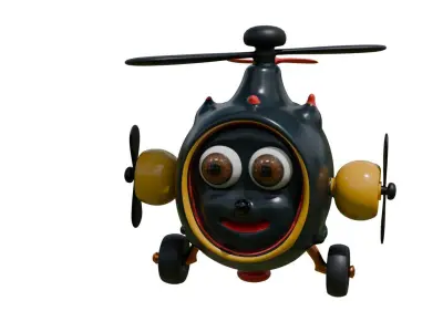 Cute Cartoon Helicopter Character Fully Rigged Low-poly 3D model