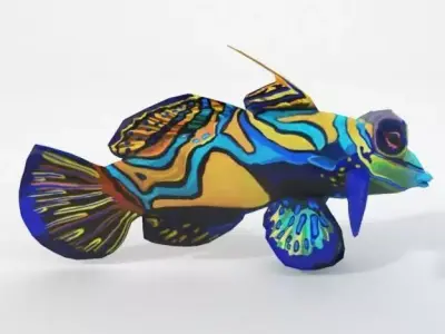 Mandarin fish Low-poly 3D model