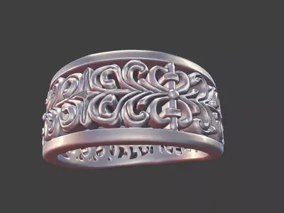 ornamental filigree ring silver engraved detailed band v3 3D print model
