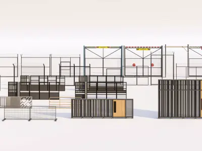 Metal Fences with Gate Design Pack 3D model