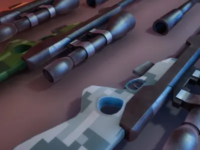 Stylized Sniper Rifle Low-poly 3D model