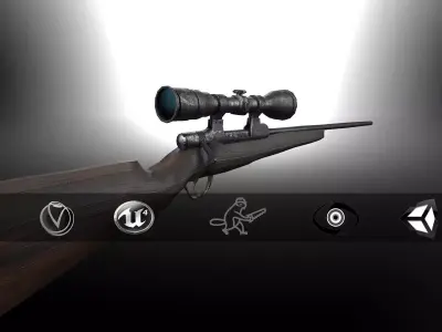 Hunting Sniper Rifle GR-LowPoly Low-poly 3D model