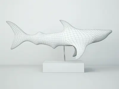 Vintage Carved Teak Shark 3D model