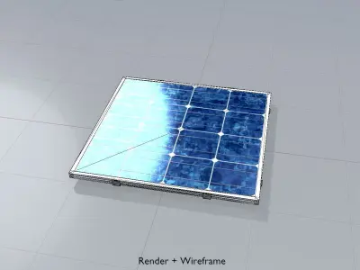Solar module version 3 2x2m tilt angle 0 degrees without stand Low-poly 3D model