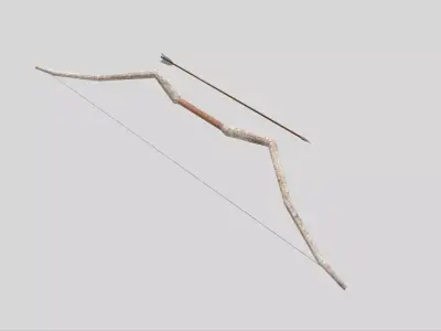 low poly bow 3 and arrow Low-poly 3D model