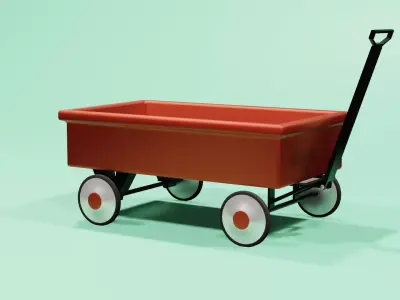 Children classic red wagon Free 3D model