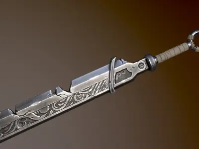 Steel Engraved Sword 03 Low-poly 3D model