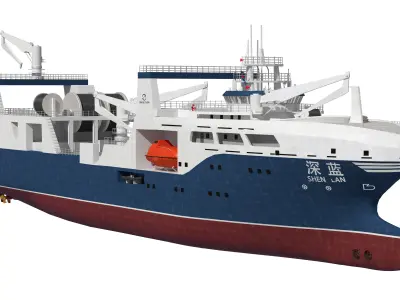Deep Blue a Fishery Harvesting and Processing Vessel Research 3D model