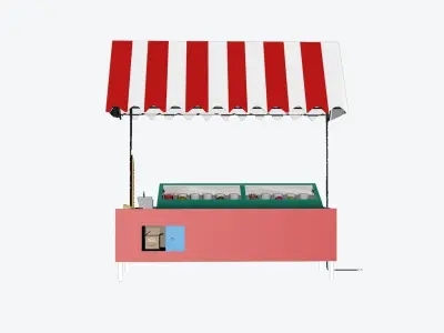 Ice Cream Countertops - Bench - 3D Low-poly 3D model