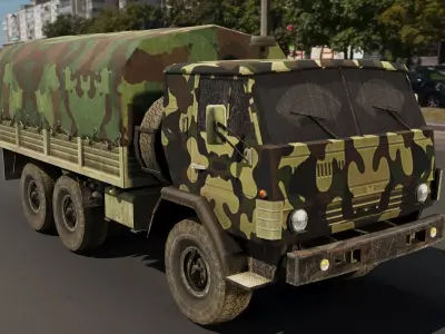 Military Cargo Truck 3D Model Army Transport Vehicle Game Ready Low-poly 3D model