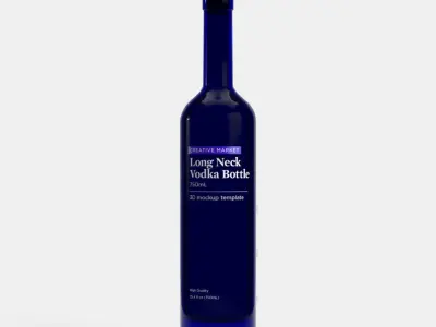 750mL Long Neck Glass Vodka Bottle 3D model