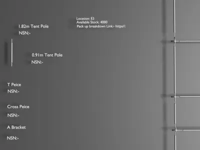 6ft and 3 ft Poles and Brackets  24 x 18 Military Tent Frame Free low-poly 3D model