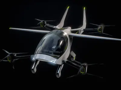 Flying Car eVTOL Air One Black PBR 3D model