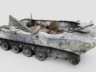 Destroyed BMD-1 Soviet airborne infantry fighting vehicle 3D model