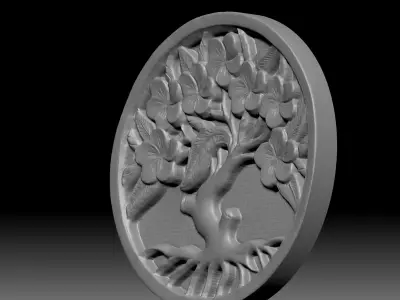 Tree of Life bas-relief design 3D print model
